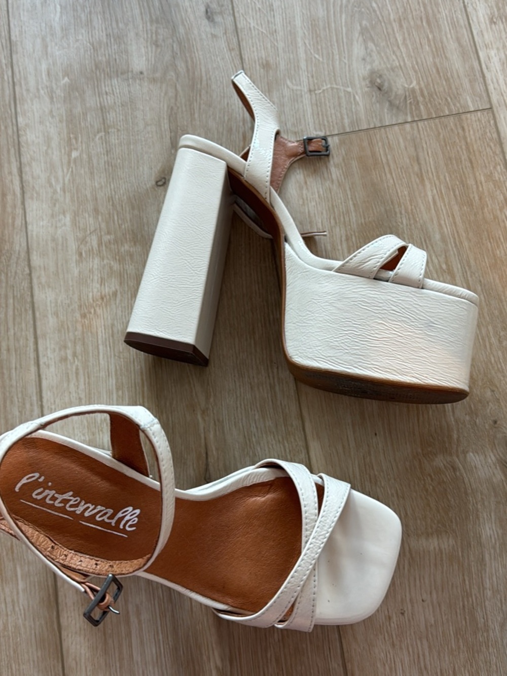 L'INTERVALLE White Platform Block Heel Sandals
